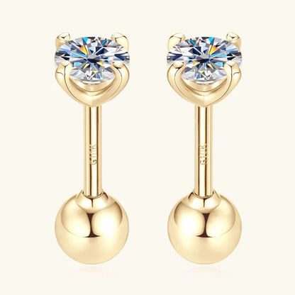 Anziw 10K Yellow Gold Moissanite Sparking Stud Earrings for Couple Men Women Real Gold Wedding Jewelry D Color VVS1 Lab Diamond