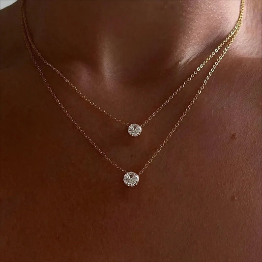 Anziw Original 3CT 1CT 2CT Moissanite Necklace Real 925 Silver Chain 6.5-9mm Solitaire Pendant Necklaces For Women Jewelry Gifts