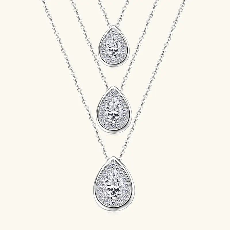 2025 2CT 1.5CT 1CT Pear Cut D Moissanite Waterdrop Pendant Necklace for Women 925 Silver Adjustable Chain Certified Fine Jewelry