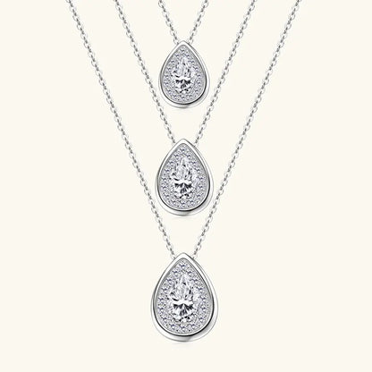2025 2CT 1.5CT 1CT Pear Cut D Moissanite Waterdrop Pendant Necklace for Women 925 Silver Adjustable Chain Certified Fine Jewelry