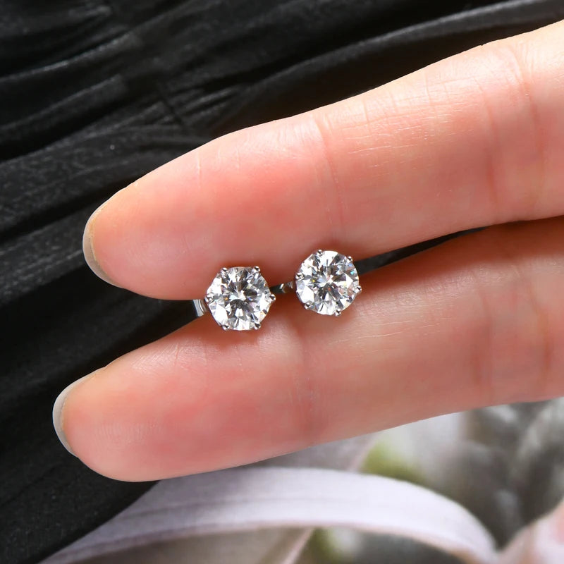 Real 3-6.5mm D Color 2CT Moissanite Diamond Stud Earrings 925 Silver for Women men Piercing Earrings Classic Jewelry Certificate