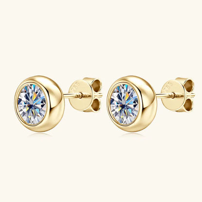Anziw Bezel 5mm 6.5mm 1CT D Color Moissanite Earrings 925 Sterling Silver Plated K Gold Earrings for Men Women Gift Valentine's