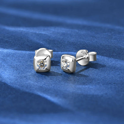 Anziw 3mm 0.1ct D Moissanite Earrings 925 Sterling Silver Square Stud Earrings for Women Men Couples Fine Jewelry 2025 New Gifts
