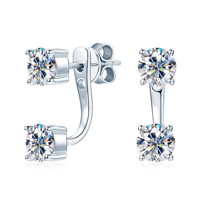 Anziw Trendy Dual Use Earrings Jackets 925 Sterling Silver D Color Moissanite Ear Jacket Studs for Women Jewelry Valentine Gifts