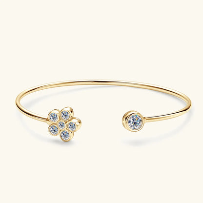 Anziw 5mm 0.5CT D VVS1 Moissanite Bangle Cuff Real 925 Sterling Silver Bracelet for Women Hand Opening Cuffs Fine Jewelry Gifts
