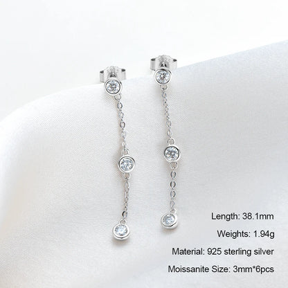 Anziw 925 Moissanite Star Tassel Drop Dangle Earrings for Women Real S925 Silver Studs Earrings Certified Fine Jewelry Gift Girl