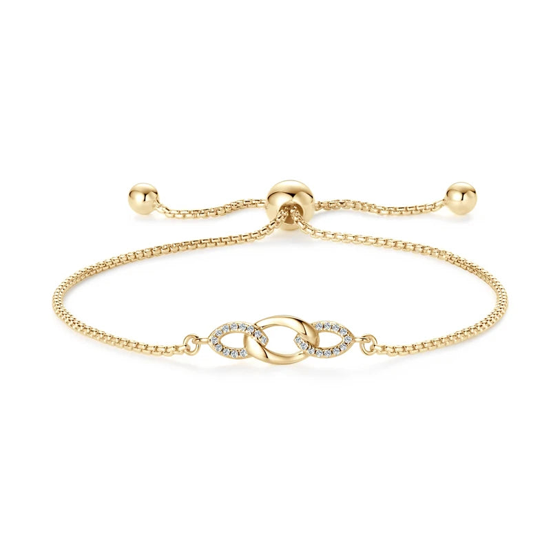 Anziw S925 0.8mm Moissanite Bracelet 24cm Stretch Adjustable Chain 925 Silver Circle Bracelet for Women Trendy Hand Jewelry Gift