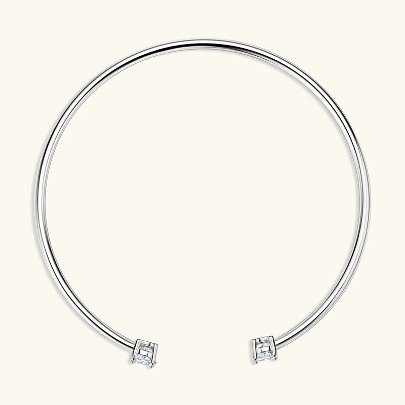 Anziw 5mm 0.5CT D VVS1 Moissanite Bangle Cuff Real 925 Sterling Silver Bracelet for Women Hand Opening Cuffs Fine Jewelry Gifts