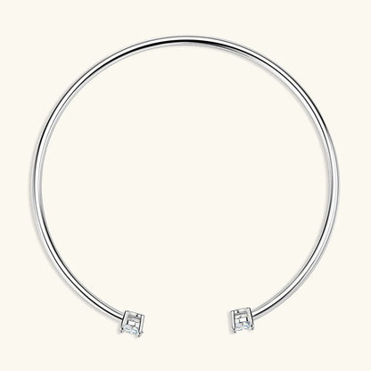 Anziw 5mm 0.5CT D VVS1 Moissanite Bangle Cuff Real 925 Sterling Silver Bracelet for Women Hand Opening Cuffs Fine Jewelry Gifts