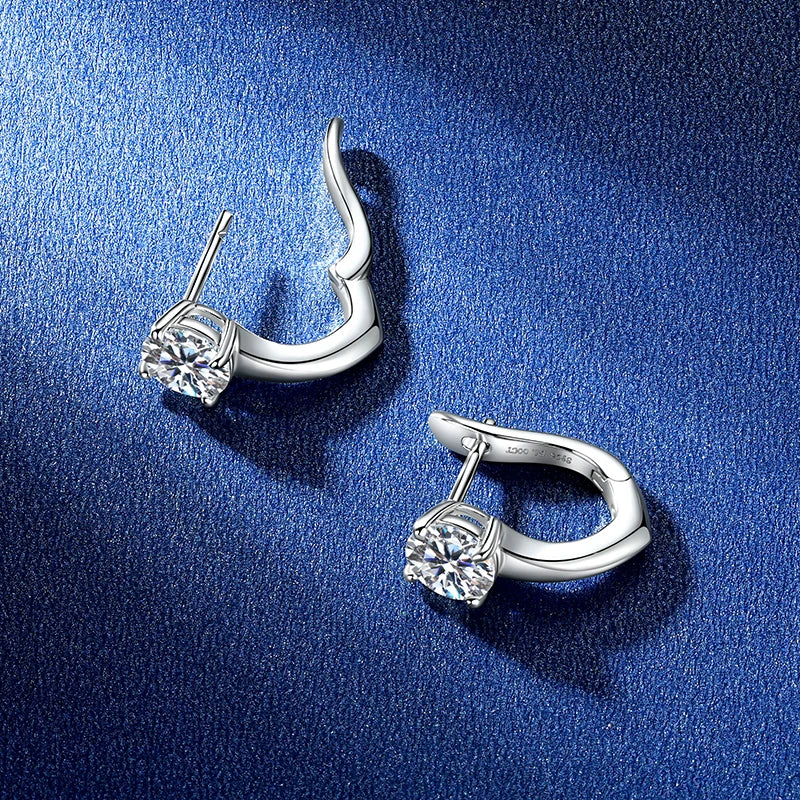 Anziw Certified D Color 1.0CT 6.5mm Moissanite Hoop Earrings 925 Silver Earring Lab Diamond Huggies for Women Fine Jewelry Gifts