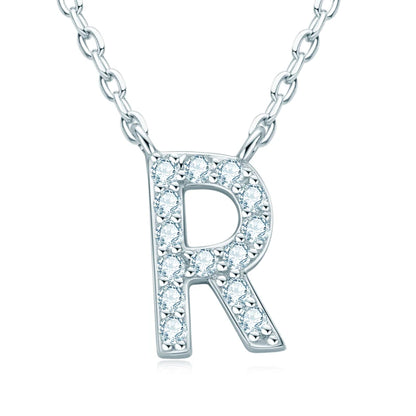 Anziw Initial Moissanite 26 Letter Pendant Necklace for Women Men Real Silver 925 Name Pendant Fine Jewelry Valentine's Day Gift