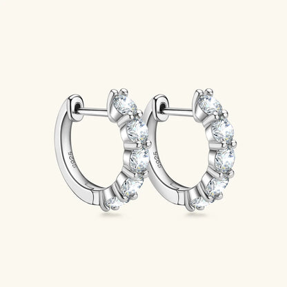 Anziw 14k Gold Plated Hoop Earrings for Women 3.5mm D Color 925 Sterling Silver Moissanite Diamond Huggie Earring Girls Jewelry