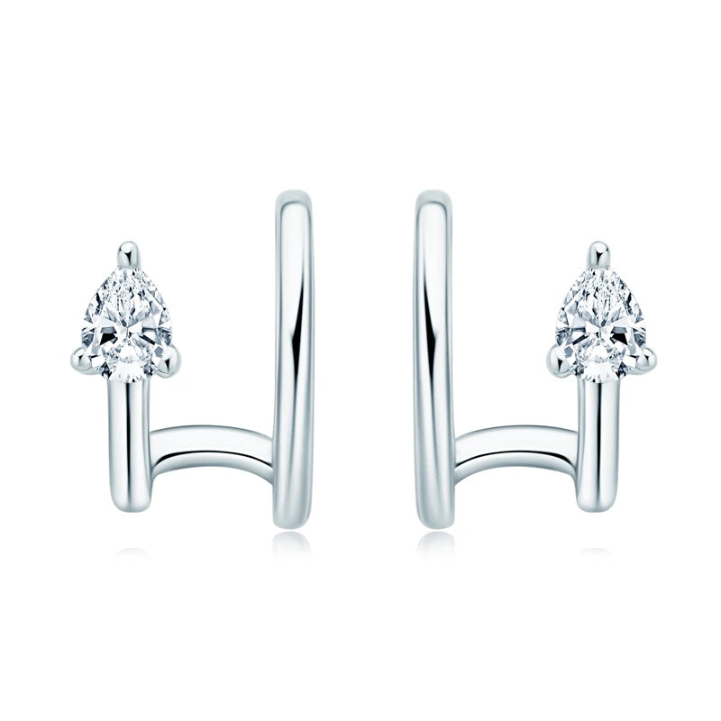 Anziw Ear Cuffs No Piercing Earring Real Pear Cut D0.30ct Moissanite Clip On Earrings 100% 925 Sterling Silver for Women Jewelry