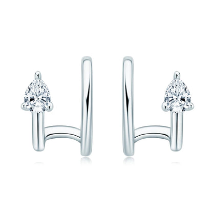 Anziw Ear Cuffs No Piercing Earring Real Pear Cut D0.30ct Moissanite Clip On Earrings 100% 925 Sterling Silver for Women Jewelry