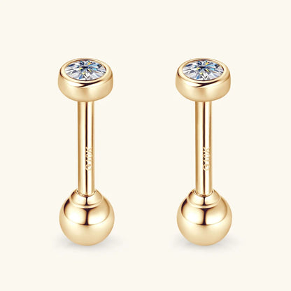 Anziw 10K Yellow Gold Moissanite Sparking Stud Earrings for Couple Men Women Real Gold Wedding Jewelry D Color VVS1 Lab Diamond