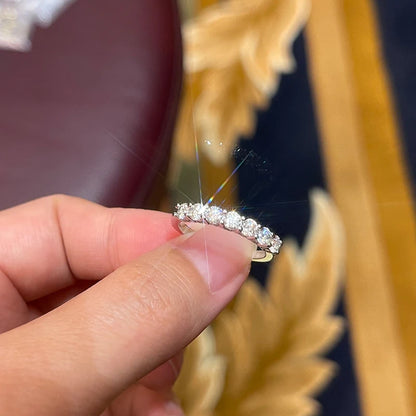 3mm 7 Stones D Color Moissanite Eternity Bands Simply Stackable Silver 925 Real Sparkling Wedding Engagement Fine  Jewelry Gifts