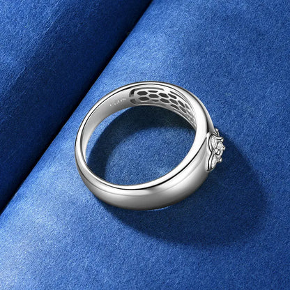 Anziw Trendy 925 Chunky Wide Ring Moissanite Clover Flower Finger Bands Thick Rings for Women S925 Silver Cute Jewelry Certified