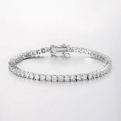 Anziw 3mm D Color VVS1 Moissanite Bracelet Original Certified 925 Silver Tennis Bracelets 18k Gold Plated for Women Man Jewelry