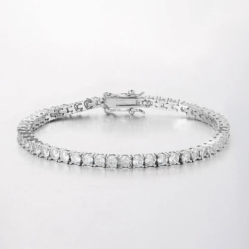 Anziw 3mm D Color VVS1 Moissanite Bracelet Original Certified 925 Silver Tennis Bracelets 18k Gold Plated for Women Man Jewelry