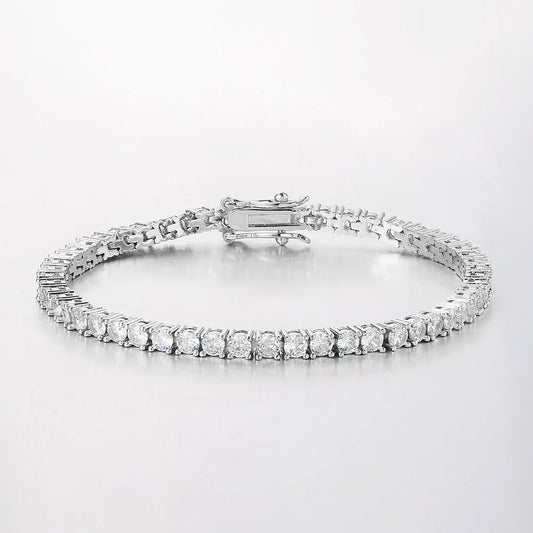 Anziw 3mm D Color VVS1 Moissanite Bracelet Original Certified 925 Silver Tennis Bracelets 18k Gold Plated for Women Man Jewelry
