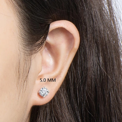 Anziw Sparkle Real Moissanite Black Stud Earrings Diamond 925 Silver Gold Ear Piercing Jewelry for Women Men Gifts 3mm/4mm/5mm