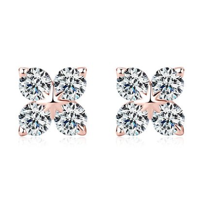 Anziw Lucky Four Leaf Clover Moissanite Stud Earrings 925 Sterling Silver Screw-Back Piercing Ear Jewelry for Women Men Gifts