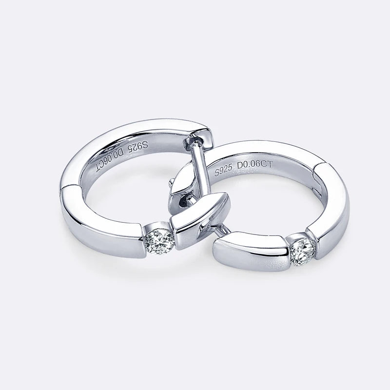 Real Moissanite Mini Hoops Earrings 925 Sterling Silver for Women Men D Color 2.5mm Simple Single Diamond Earrings Fine Jewelry