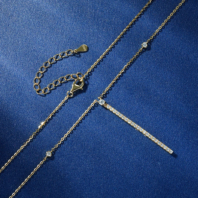 Anziw 40.5mm Long Bar Necklace 925 Silver D Color Moissanite Pendant Necklace for Women Fine Jewelry 2026 Trend Valentine Gifts