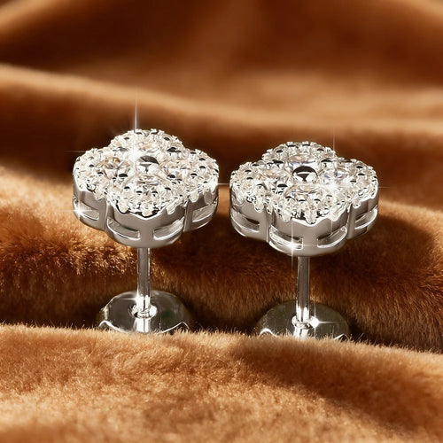 Anziw 14k Gold Filled Moissanite Earrings 2.5mm D Moissanit Clover Flower Stud Earrings for Women GRA Certified Jewelry Charms