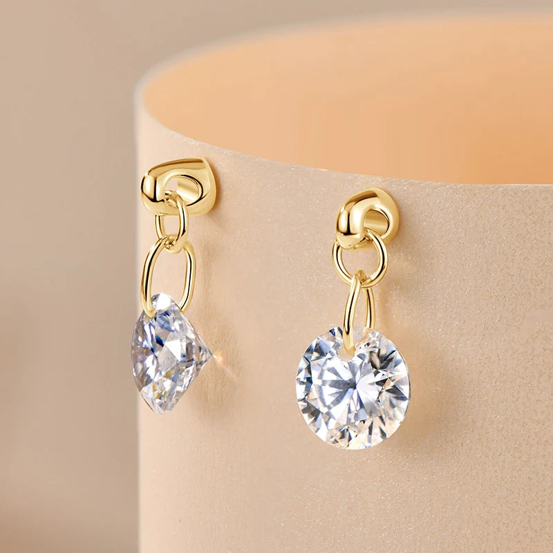 Anziw 925 Sterling Silver 6.5mm 2.0CTTW Moissanite Lab Diamond Drop Dangle Stud Earring for Women Wedding Jewelry Gifts 2026 New