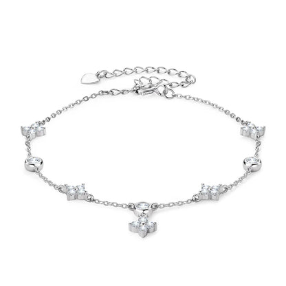 Anziw Silver 925 Four Leaf Clover Bracelet Certified D Color Moissanite Bracelets Gold Plated Charm for Women Lucky Jewelry Gift