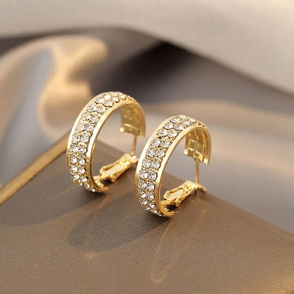 Anziw Real S925 Silver Full Moissanite Earrings Hoop 2024 Fashion Sparking Clip Earrings Wedding Valentine Gift for Women Korean