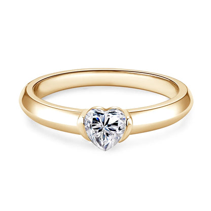 Anziw Rose Gold Color 0.5ct Heart Shaped Moissanite Solitaire Engagement Ring Silver 925 for Women Promise Wedding Bands Jewelry
