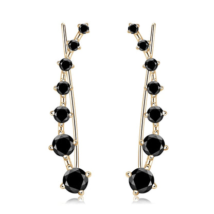 Anziw 925 Silver Full Moissanite Earrings Climber 7 Star Crawler Stud Ear Cuff for Women Black White Moissanite Jewelry Gifts
