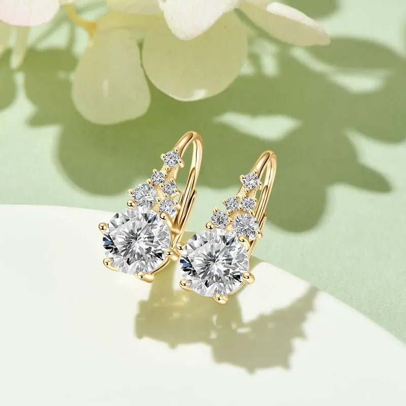 2025 New 2.23CTTW. Full D Moissanite Drop Hoop Earrings for Women 925 Silver Clip Earrings Wedding Fine Jewelry Gift 6.5mm 1.0CT