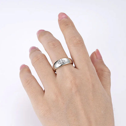 2025 Trendy Clover Flower Chunky Ring 925 Sterling Sliver D Moissanite Rings Finger Bands for Women S925 Charm Wedding Jewelry