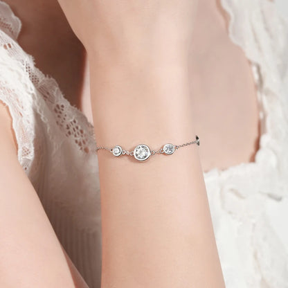 Anizw 2024 New 18k Gold Plated Bracelet 925 Silver Chain 2mm D Color Bezel Moissanite Bracelets Fashion Women's Jewelry Gifts