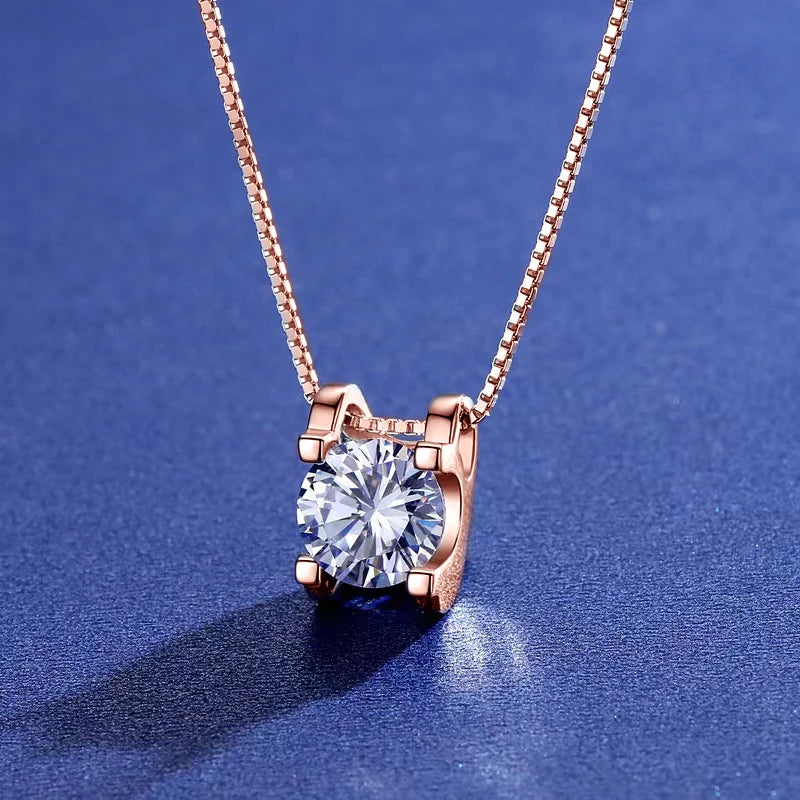 Original 925 Silver Certified 0.5CT D Color Moissanite Jewelry Set Solitaire Pendant Necklace Stud Earrings for Women Gifts S925