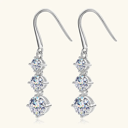 Anziw 3.60CTTW. D VVS1 Moissanite Drop Hook Earrings for Women 925 Silver Sparking Lad Diamond Dangle Earrings Wedding Jewelry