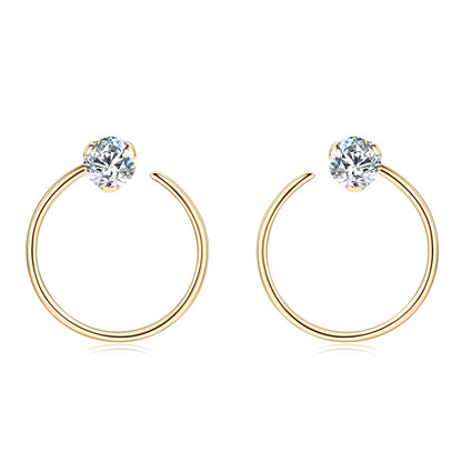 Anziw 100% 925 Silver Circle Piercing Earrings for Women 4mm 0.3ct Moissanite Earring Studs Threader Wedding Party Jewelry 2024