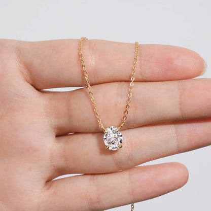 Anziw 2.0CT Oval Cut D Moissanite Solitaire Pendant Necklace for Women 925 Silver Adjustable Chain Certified Fine Jewelry Gifts