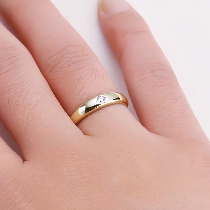 ANZIW 18k Gold Plated Wedding Ring 925 Silver D Color Princess Cut Square Moissanite Promise Bands for Women Certificate GRA