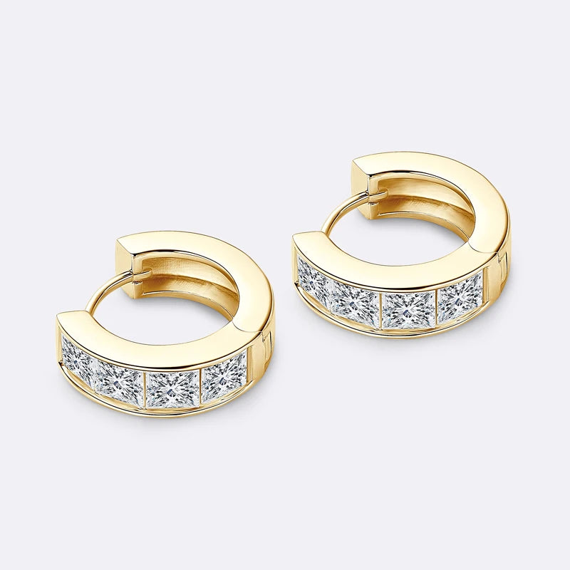 Anziw 3.20CTTW Princess Cut Moissanite Hoop Earrings 100% 925 Silver for Women Jewelry Small Hoops Huggie Inner Diameter 11mm