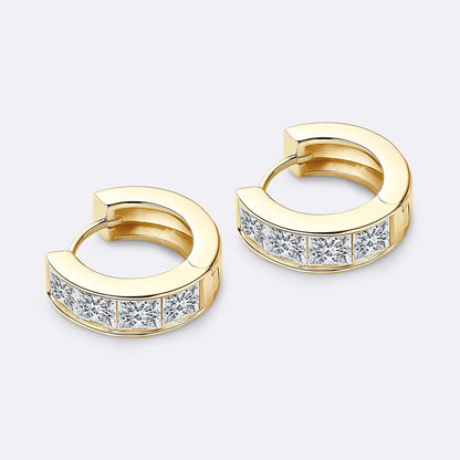 Anziw 3.20CTTW Princess Cut Moissanite Hoop Earrings 100% 925 Silver for Women Jewelry Small Hoops Huggie Inner Diameter 11mm