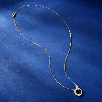 Anziw Mobius Moissanite Double-Ring Pendant Necklaces For Women Silver 925 Adjustable Chain Circle Necklace 2025 New Jewel Gift