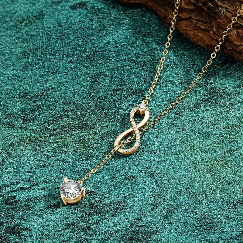 Anziw 7x10mm 2ct Pear Cut Moissanite Infinity Pendant Necklace for Women 925 Sterling Silver Adjustable Chain Fine Jewelry Gift