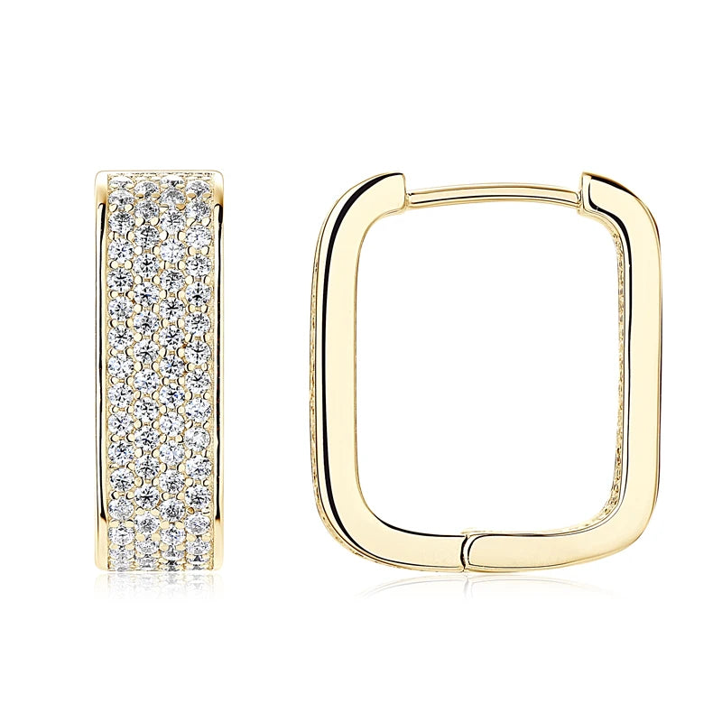Anziw Original Full Moissanite Earrings Women Square Hoop Earrings Silver 925 Trendy Wedding Party Jewelry with Certificate Gift