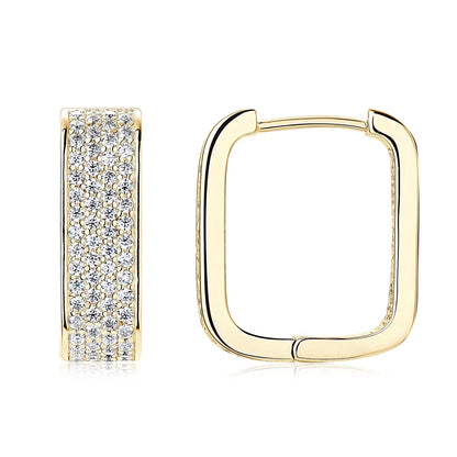 Anziw Original Full Moissanite Earrings Women Square Hoop Earrings Silver 925 Trendy Wedding Party Jewelry with Certificate Gift