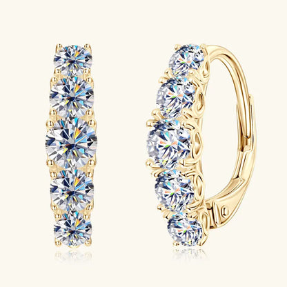2025 New D VVS1 Moissanite 5 Stone Hoop Clip Earrings for Women Real 925 Silver Luxury Wedding Jewelry Lab Diamond 4mm&3.5mm&3mm