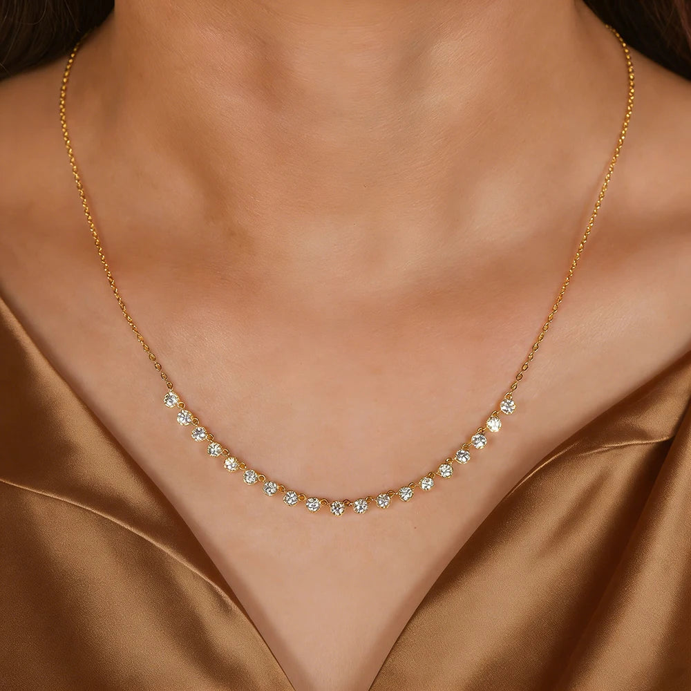 Anziw 14k Gold Filled 3mm D Moissanite Bubble-Style Pendant Necklace for Women